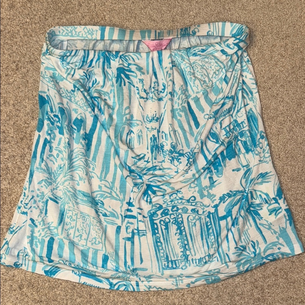Blue Patterned Women's Strapless top